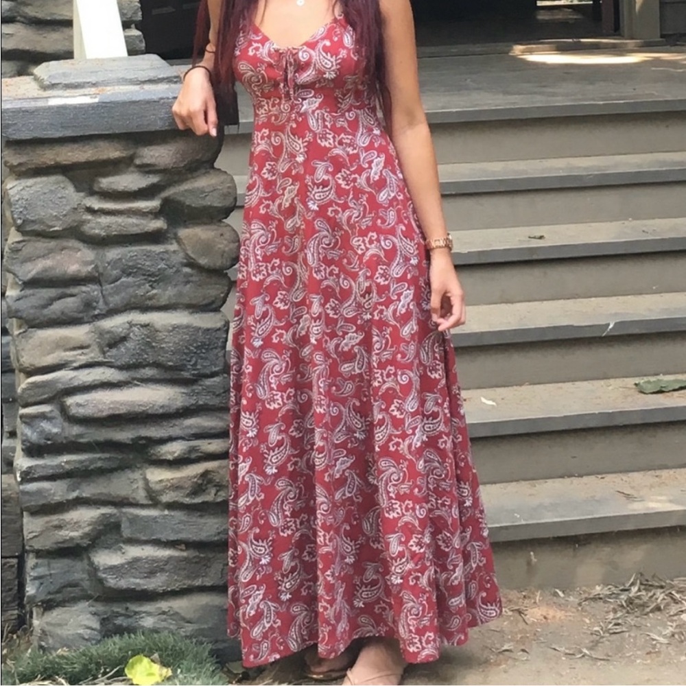 Forever 21 Red and Pink Tiered Maxi Sundress small